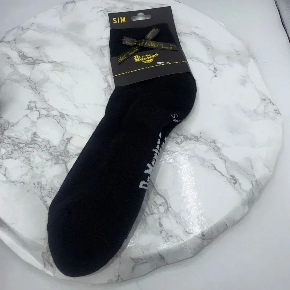 DR.MARTENS Airwear Black Organic Cotton Blend Bow Socks-S/M NEW!